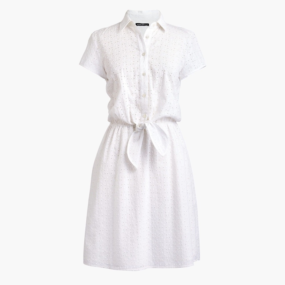 J. Crew Eyelet Collared White Summer Dress